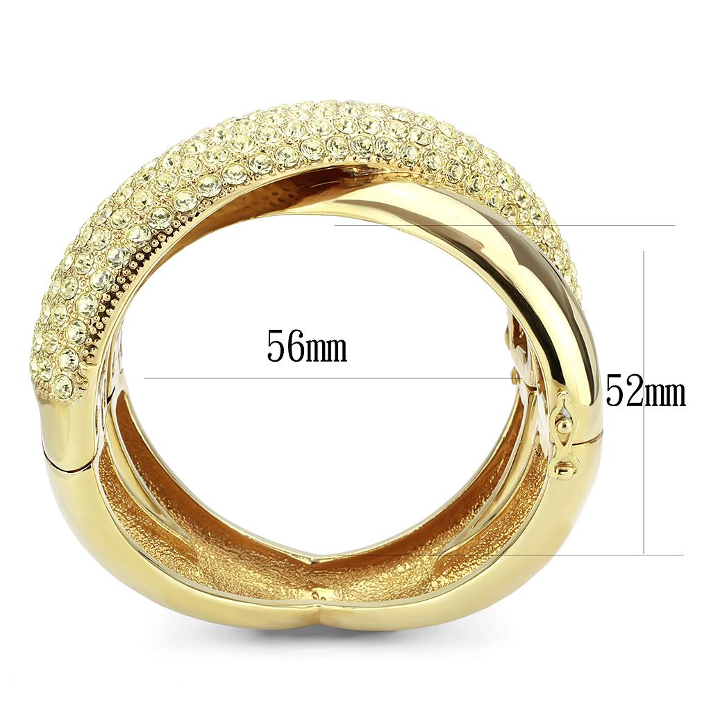 LO4321 - Gold Brass Bangle with Top Grade Crystal  in Citrine Yellow LuxuryLifeWay Online Store