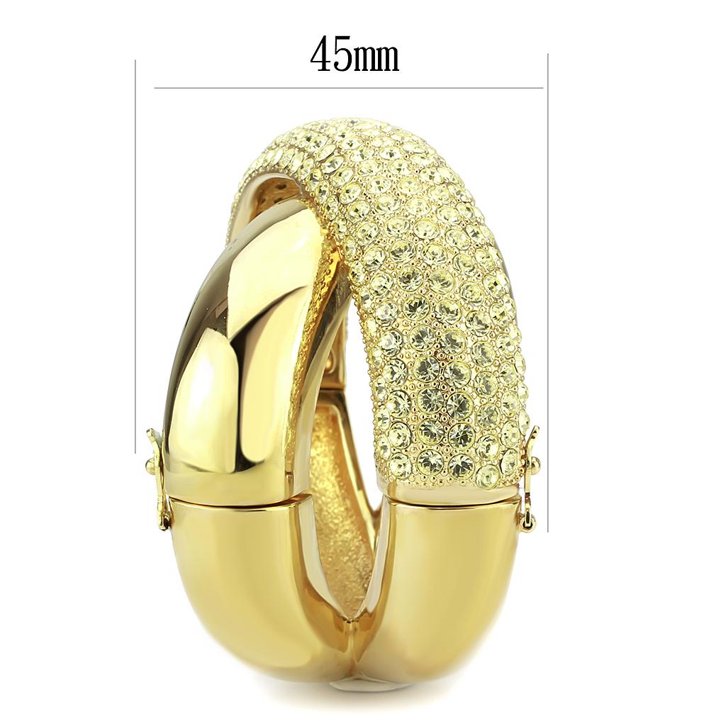 LO4321 - Gold Brass Bangle with Top Grade Crystal  in Citrine Yellow LuxuryLifeWay Online Store