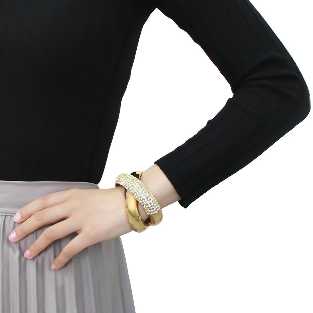LO4321 - Gold Brass Bangle with Top Grade Crystal  in Citrine Yellow LuxuryLifeWay Online Store