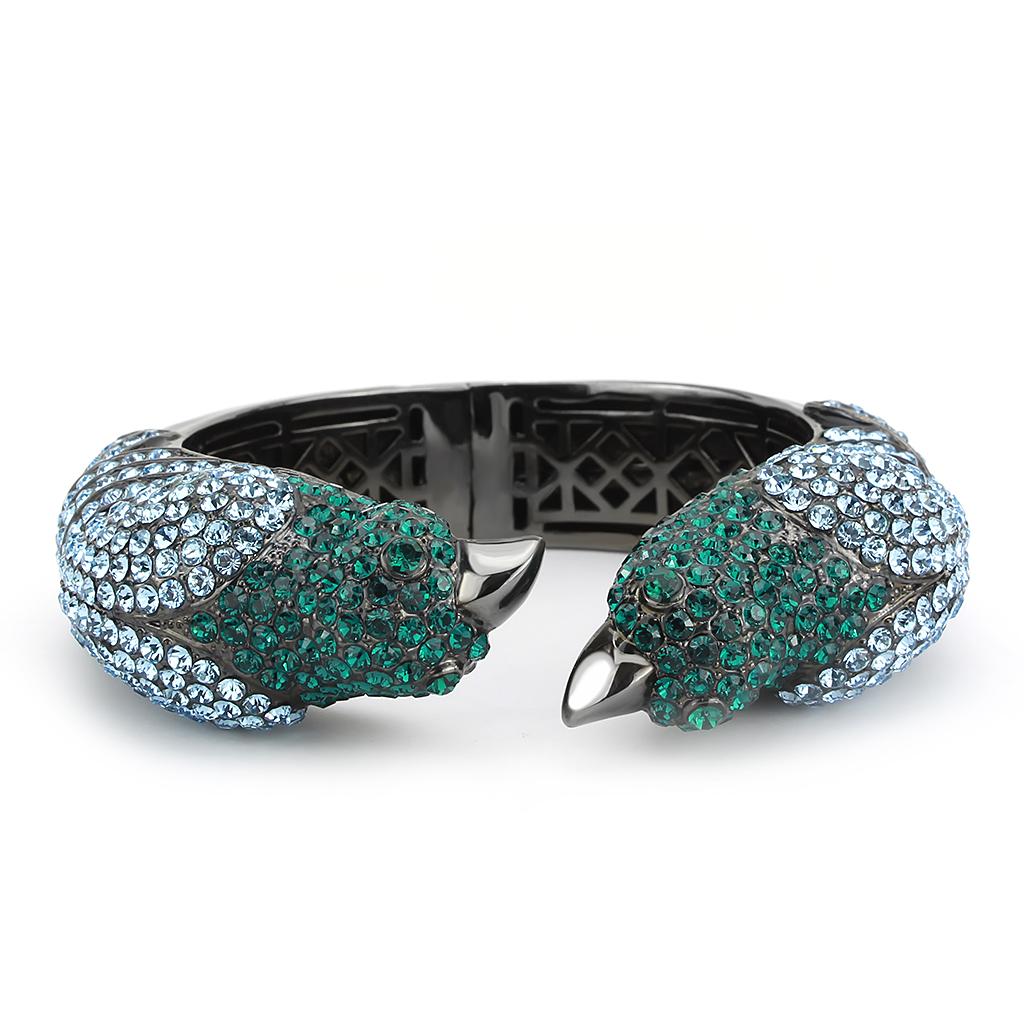 LO4332 - Ruthenium Brass Bangle with Top Grade Crystal  in Multi Color LuxuryLifeWay Online Store