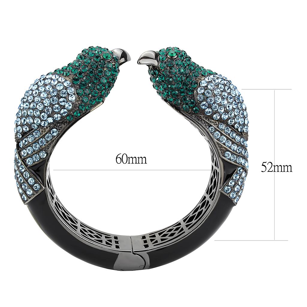 LO4332 - Ruthenium Brass Bangle with Top Grade Crystal  in Multi Color LuxuryLifeWay Online Store