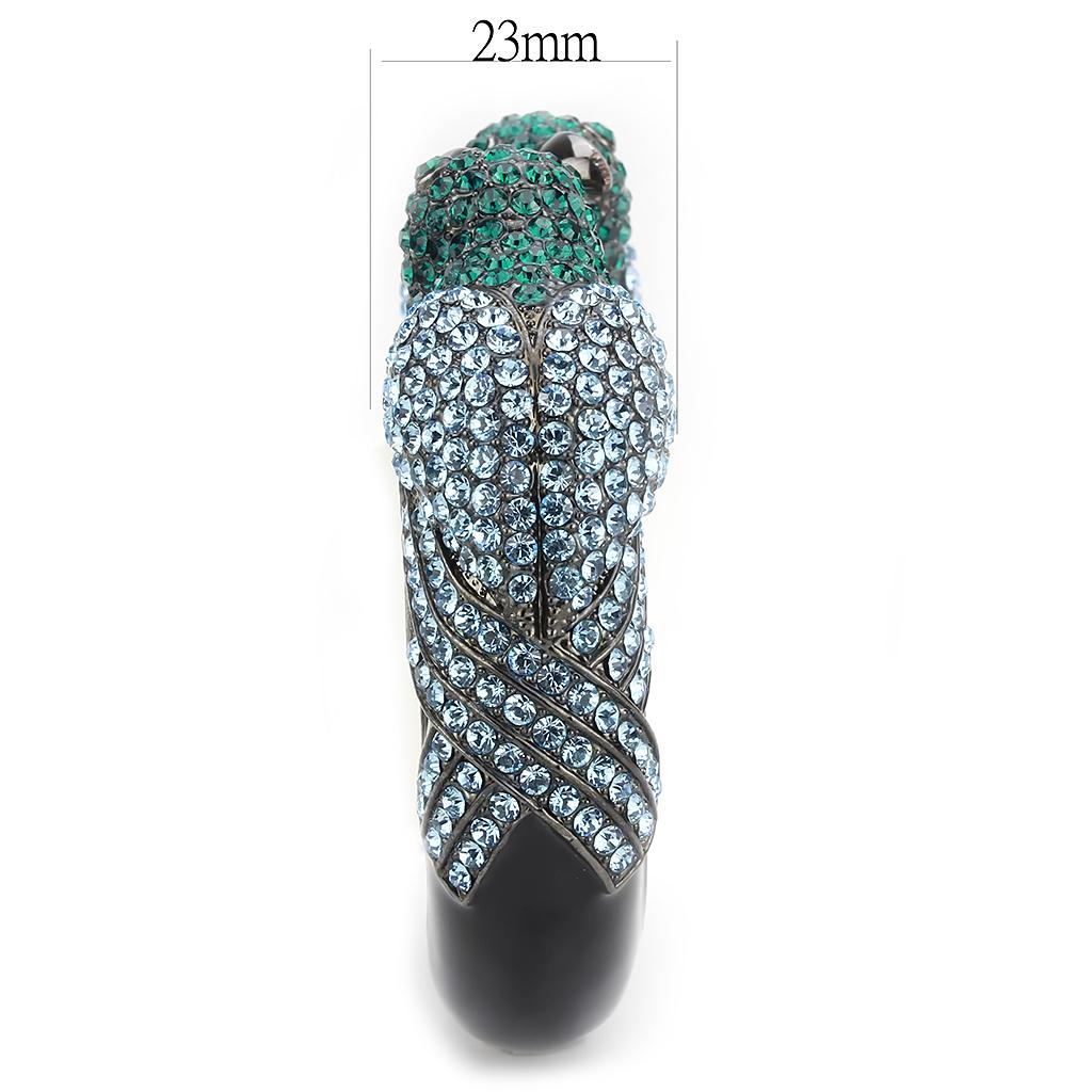 LO4332 - Ruthenium Brass Bangle with Top Grade Crystal  in Multi Color LuxuryLifeWay Online Store