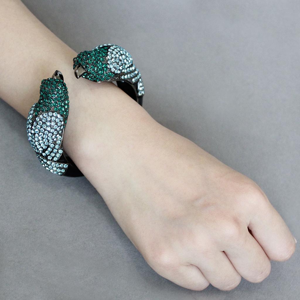 LO4332 - Ruthenium Brass Bangle with Top Grade Crystal  in Multi Color LuxuryLifeWay Online Store
