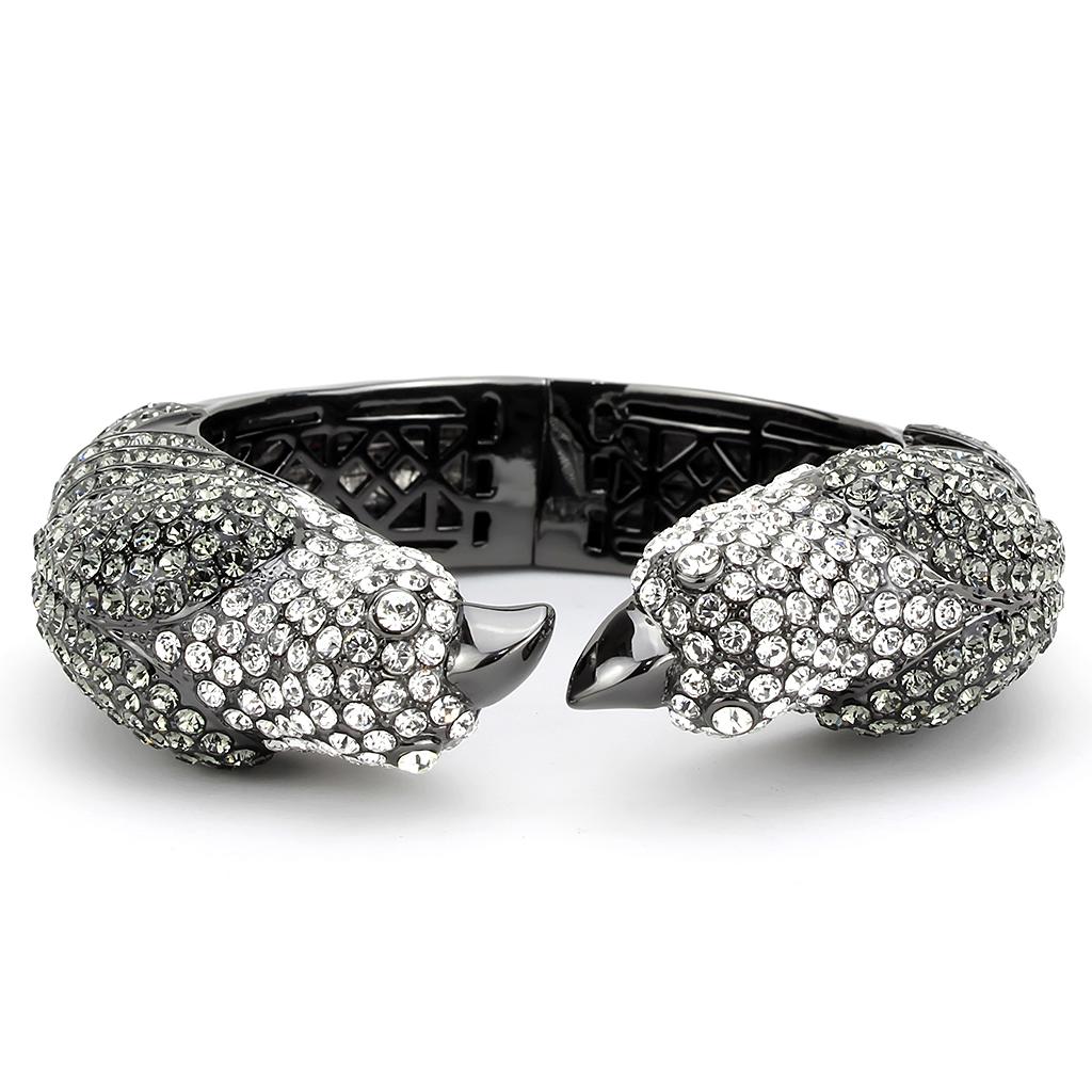 LO4333 - Ruthenium Brass Bangle with Top Grade Crystal  in Multi Color LuxuryLifeWay Online Store