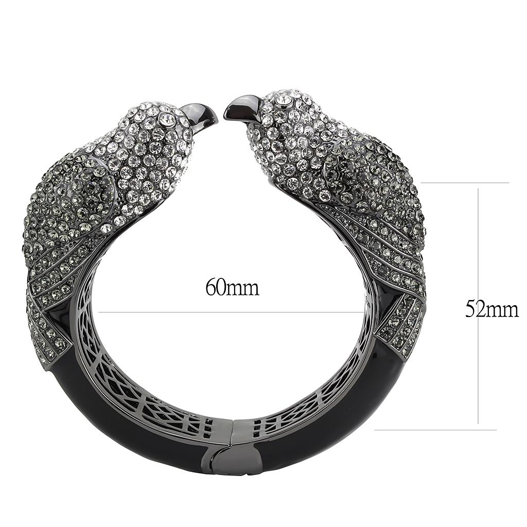 LO4333 - Ruthenium Brass Bangle with Top Grade Crystal  in Multi Color LuxuryLifeWay Online Store
