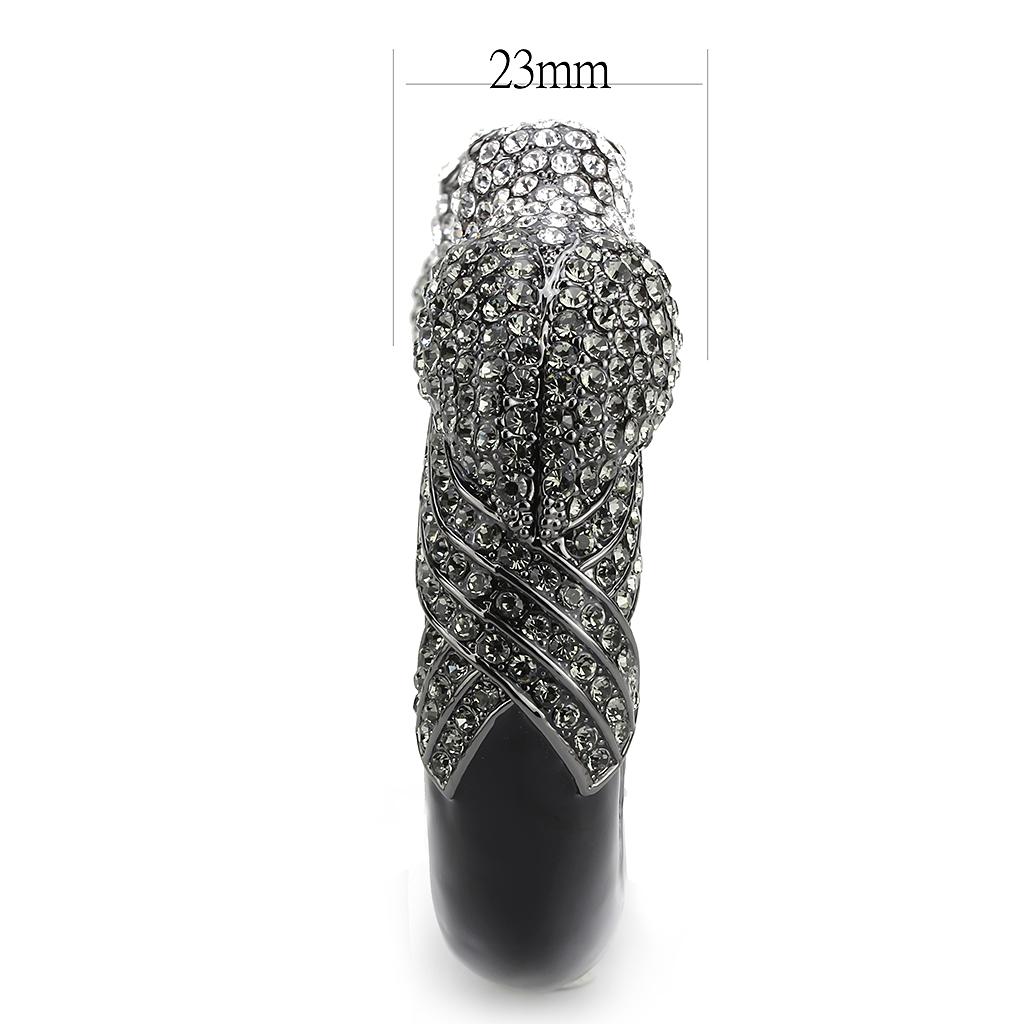 LO4333 - Ruthenium Brass Bangle with Top Grade Crystal  in Multi Color LuxuryLifeWay Online Store