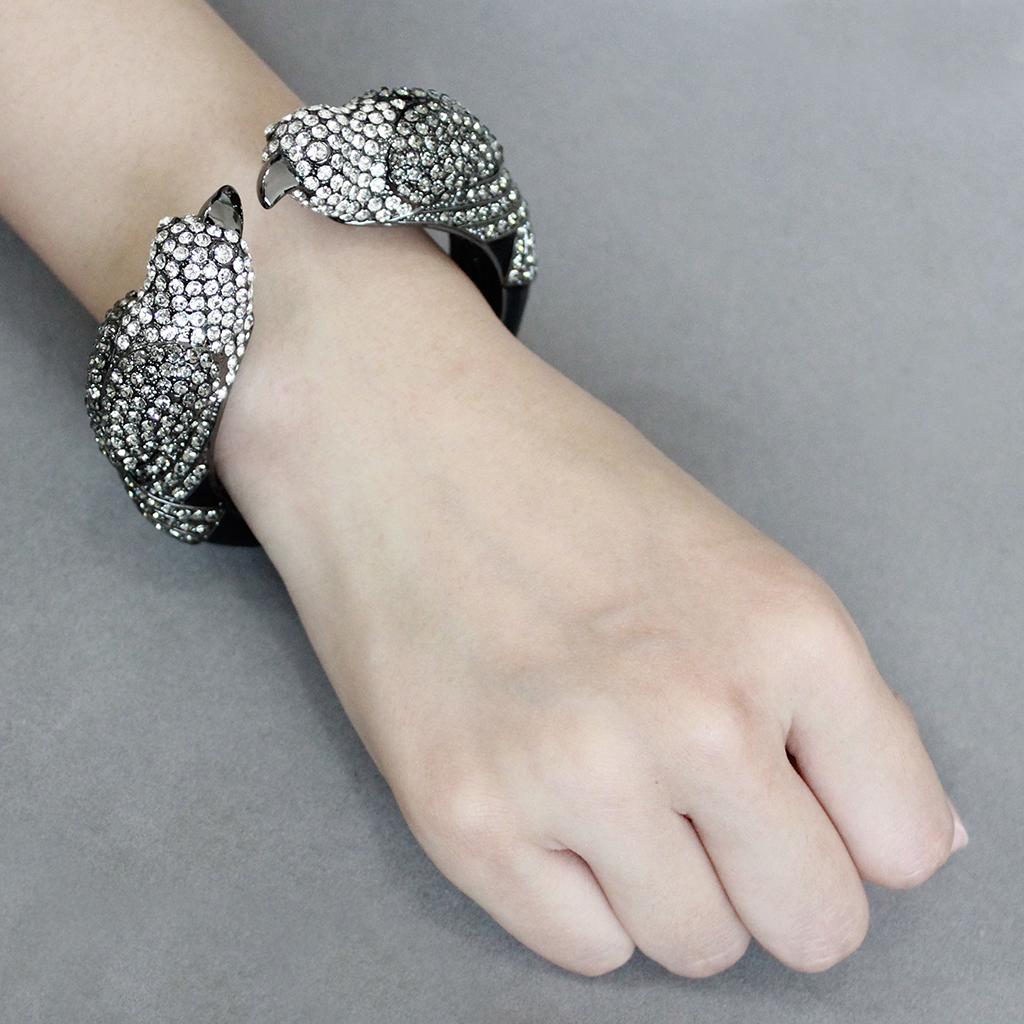 LO4333 - Ruthenium Brass Bangle with Top Grade Crystal  in Multi Color LuxuryLifeWay Online Store