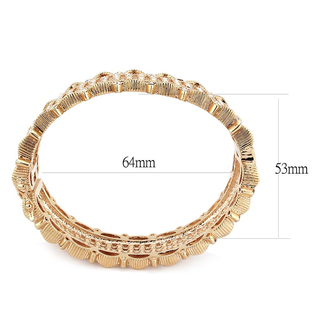 LO4344 - Rose Gold Brass Bangle with Top Grade Crystal  in Clear LuxuryLifeWay Online Store