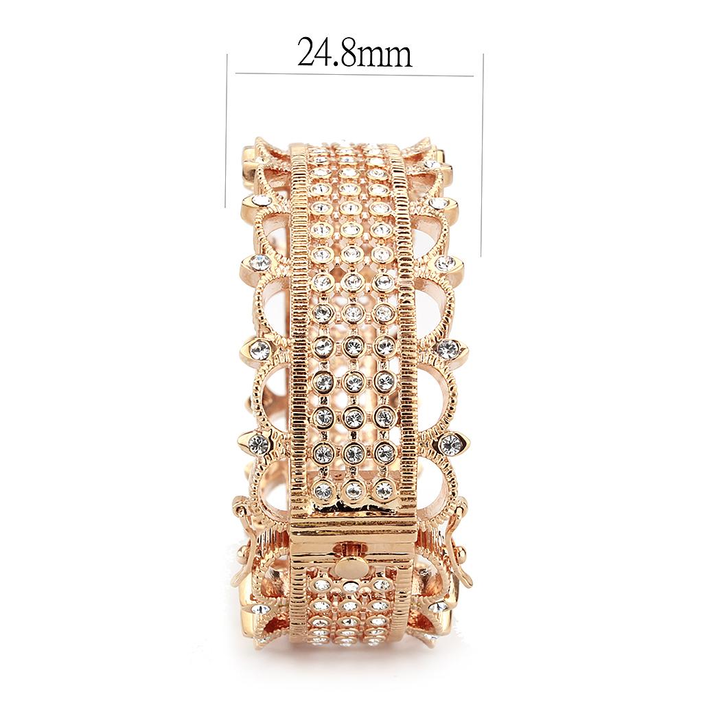LO4344 - Rose Gold Brass Bangle with Top Grade Crystal  in Clear LuxuryLifeWay Online Store
