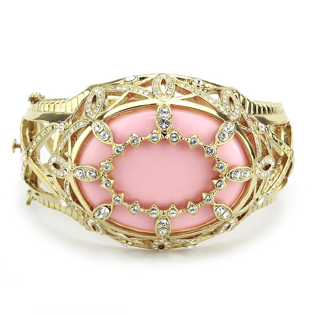 LO4347 - Gold Brass Bangle with Synthetic  in Rose LuxuryLifeWay Online Store