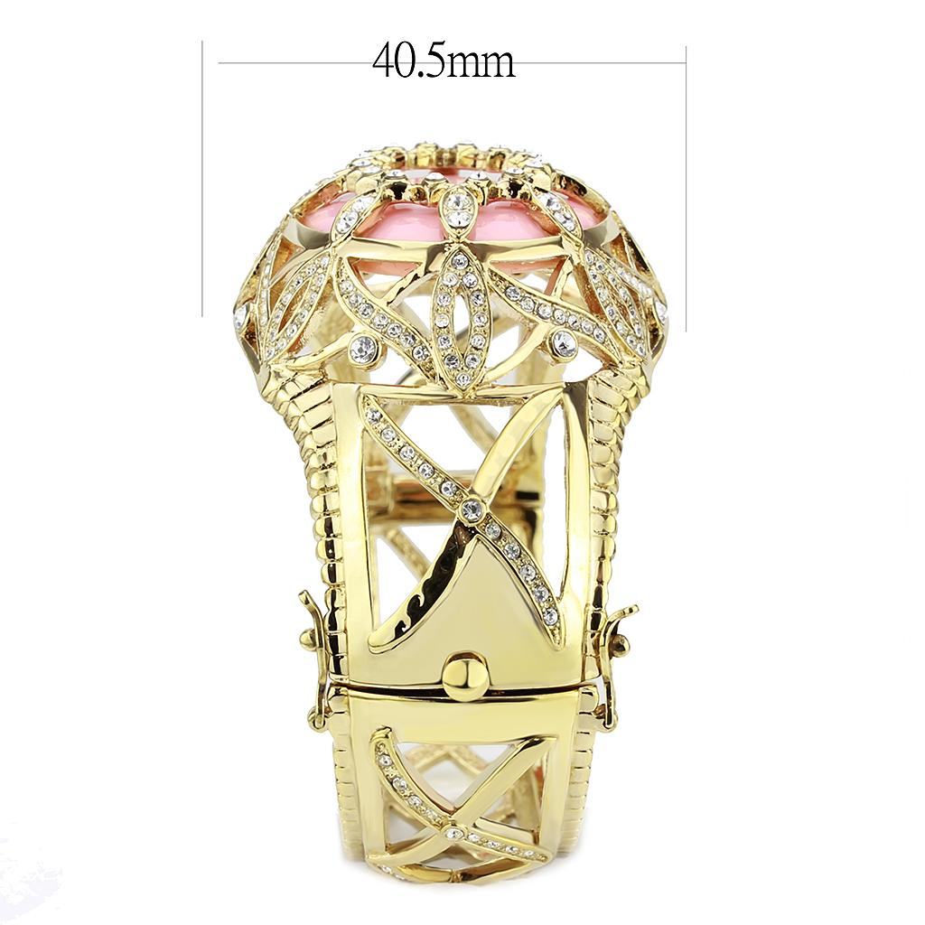 LO4347 - Gold Brass Bangle with Synthetic  in Rose LuxuryLifeWay Online Store