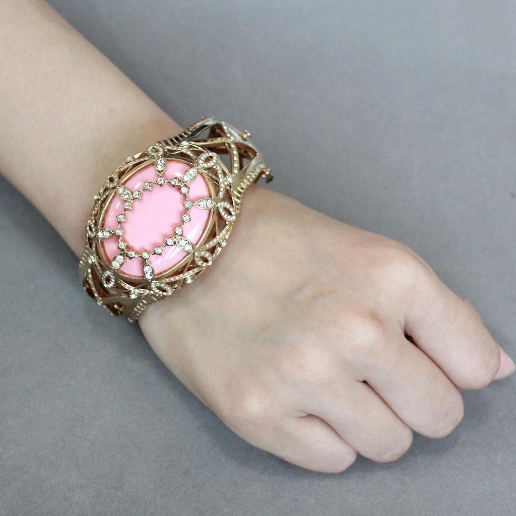 LO4347 - Gold Brass Bangle with Synthetic  in Rose LuxuryLifeWay Online Store