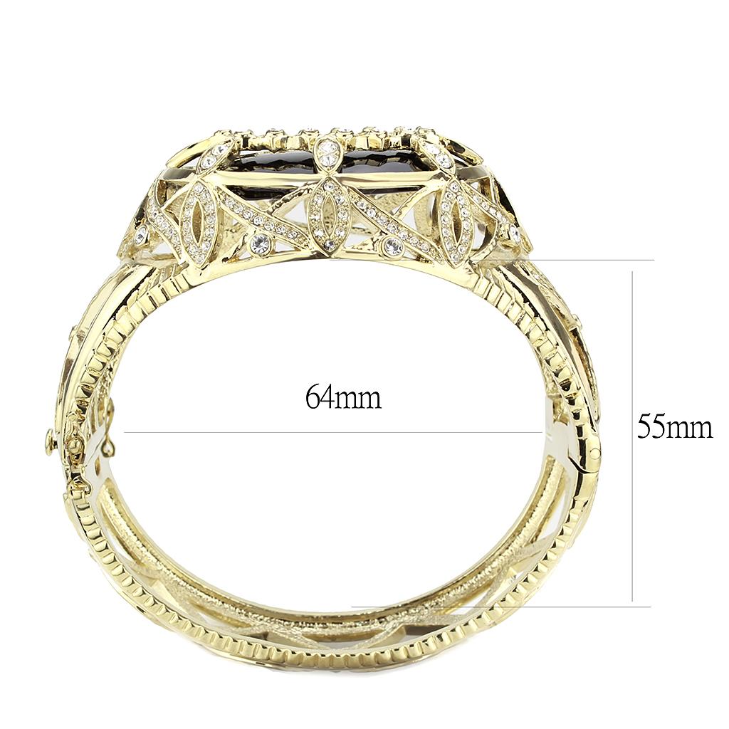LO4349 - Gold Brass Bangle with Synthetic  in Jet LuxuryLifeWay Online Store