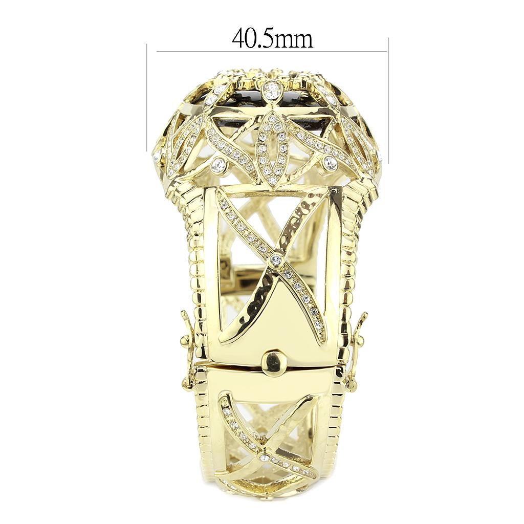 LO4349 - Gold Brass Bangle with Synthetic  in Jet LuxuryLifeWay Online Store