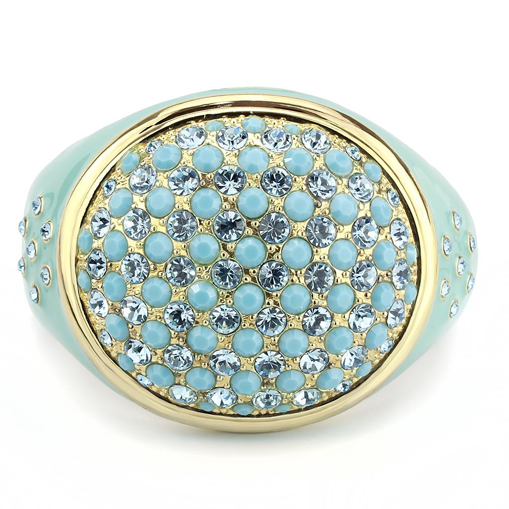 LO4350 - Gold Brass Bangle with Top Grade Crystal  in Multi Color LuxuryLifeWay Online Store