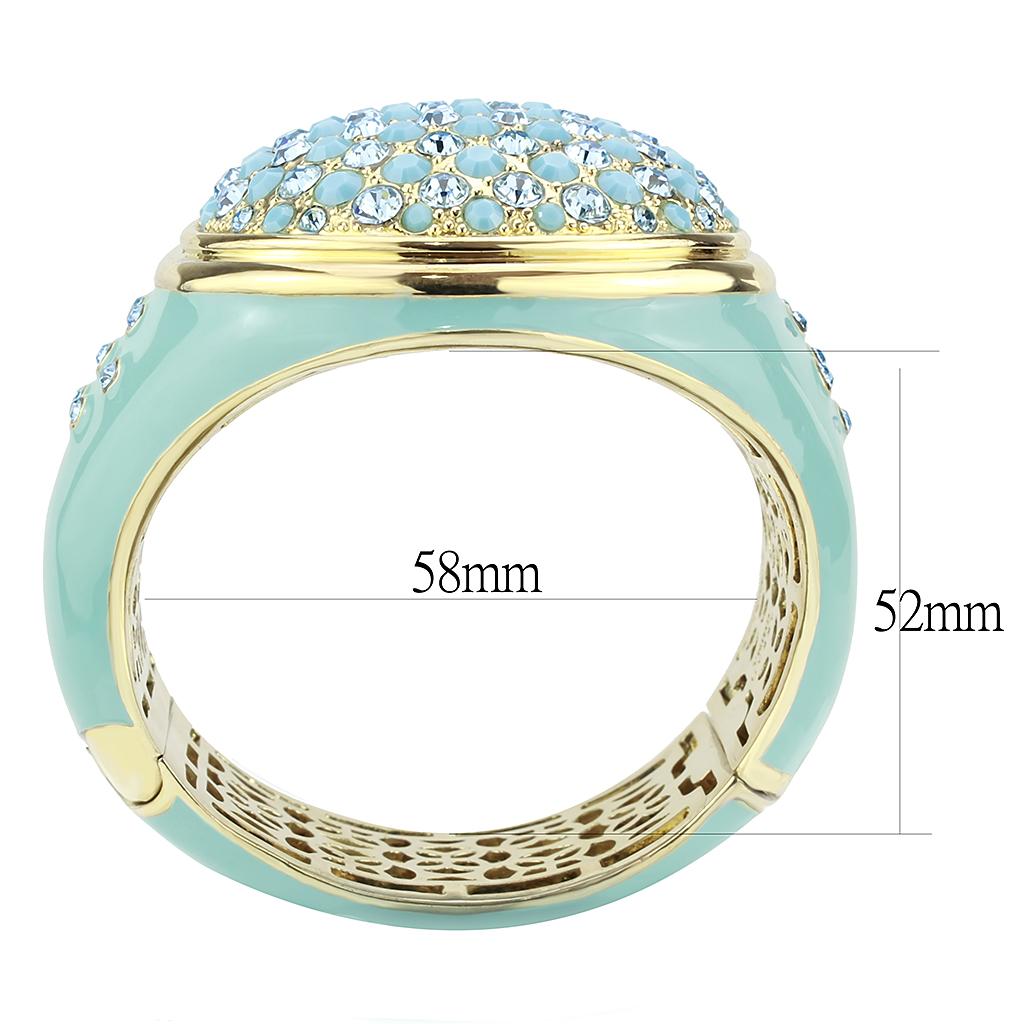 LO4350 - Gold Brass Bangle with Top Grade Crystal  in Multi Color LuxuryLifeWay Online Store