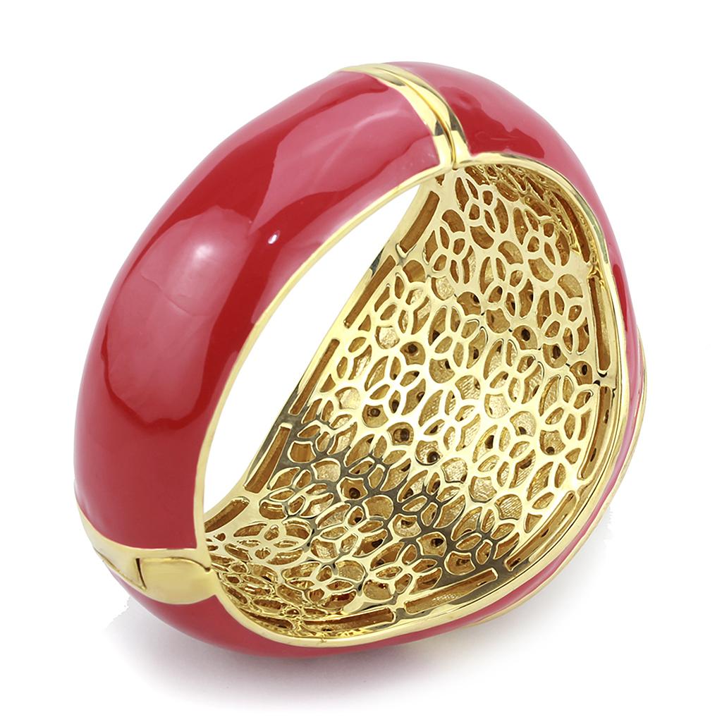 LO4351 - Gold Brass Bangle with Top Grade Crystal  in Multi Color LuxuryLifeWay Online Store