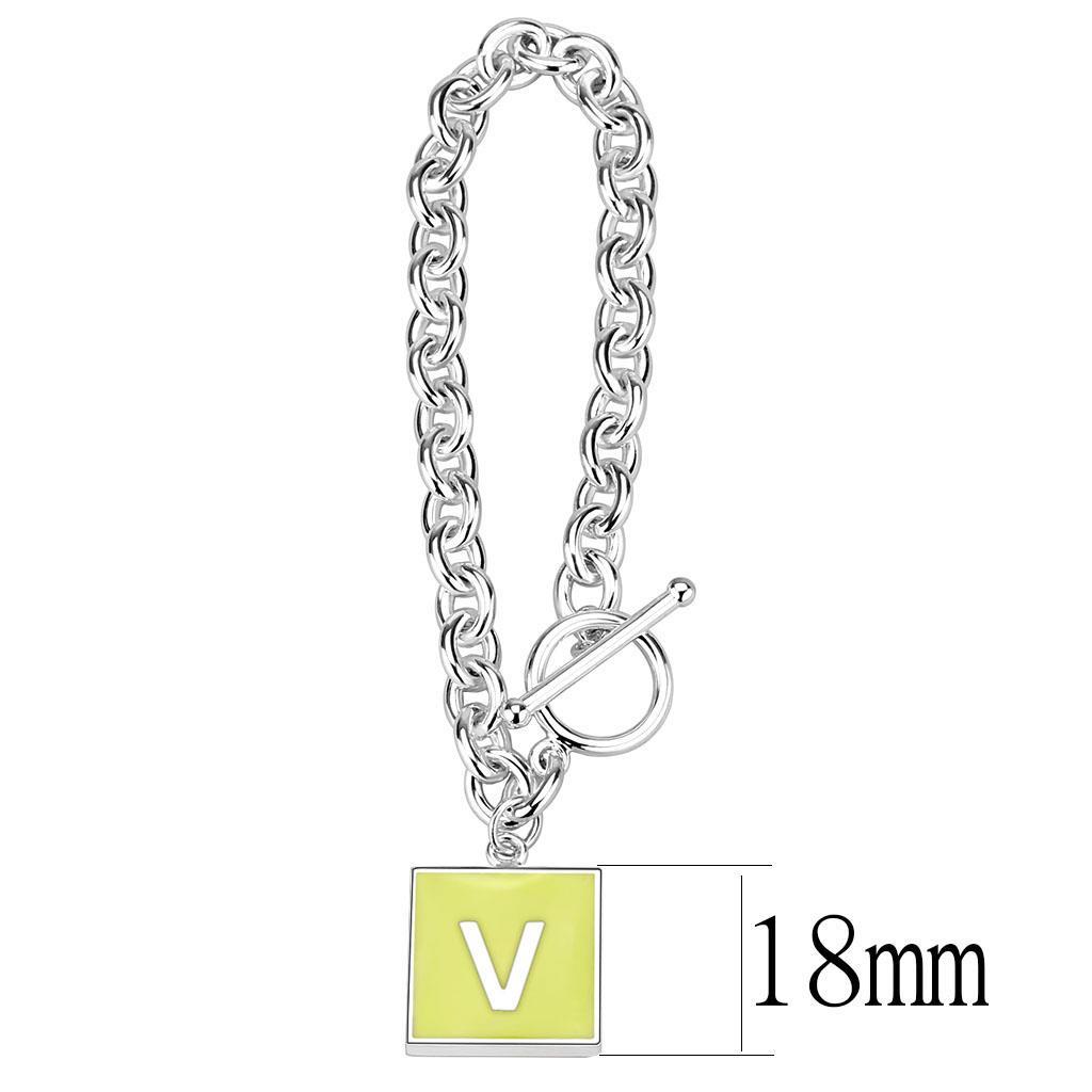 LO4643 - High-Polished Brass Bracelet with Epoxy  in Emerald LuxuryLifeWay Online Store