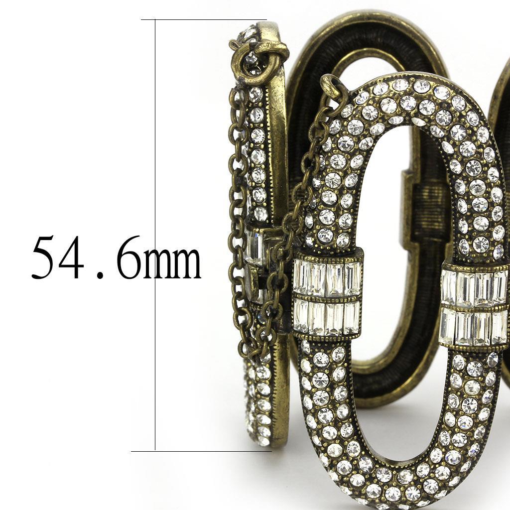 LO4657 - Antique Copper White Metal Bracelet with Top Grade Crystal  in Clear LuxuryLifeWay Online Store