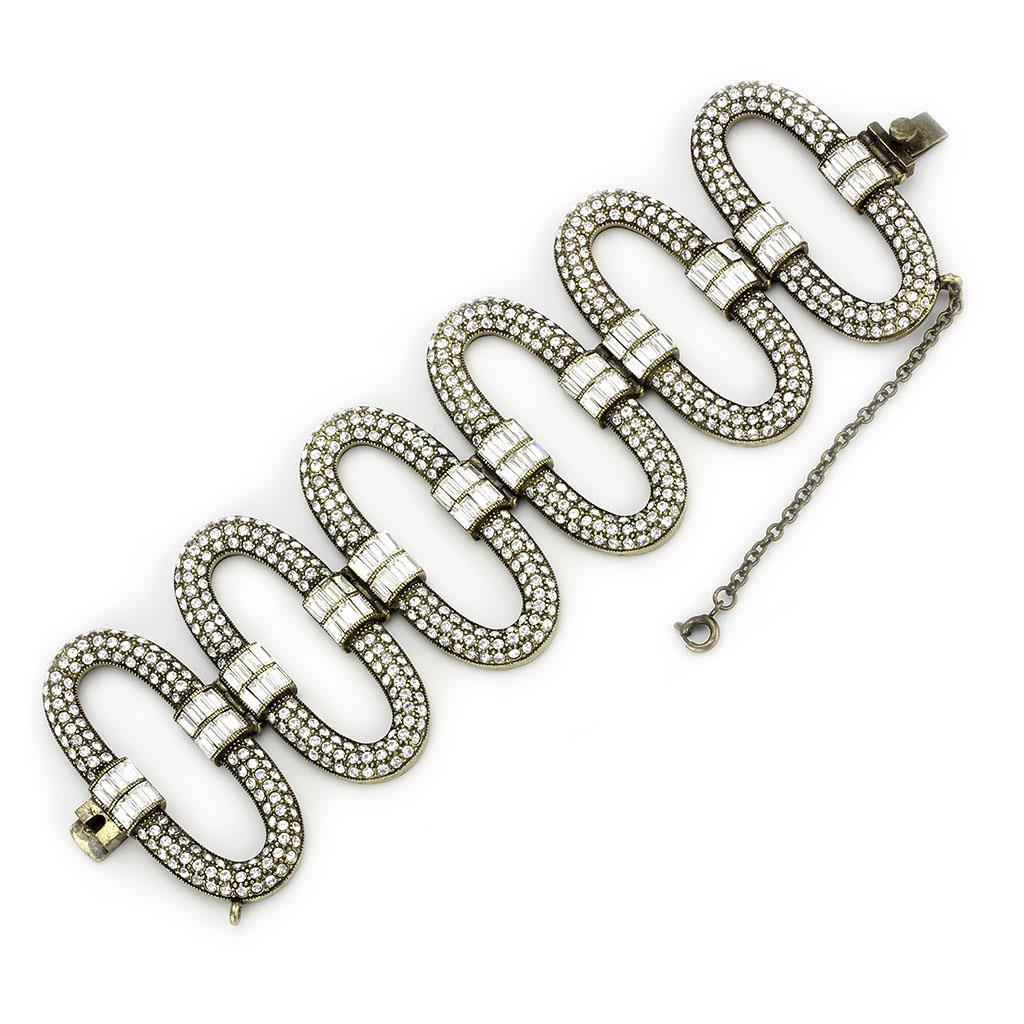 LO4657 - Antique Copper White Metal Bracelet with Top Grade Crystal  in Clear LuxuryLifeWay Online Store