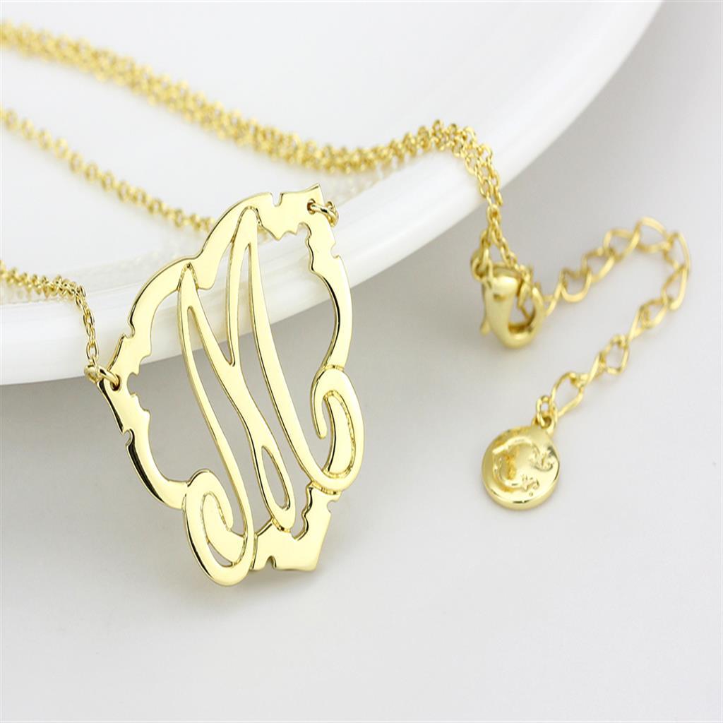 LO4688 - Flash Gold Brass Necklace with No Stone LuxuryLifeWay Online Store