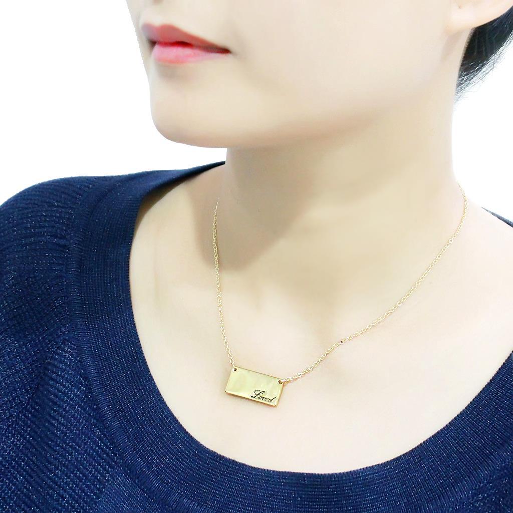 LO4699 - Flash Gold Brass Necklace with Top Grade Crystal  in Clear LuxuryLifeWay Online Store