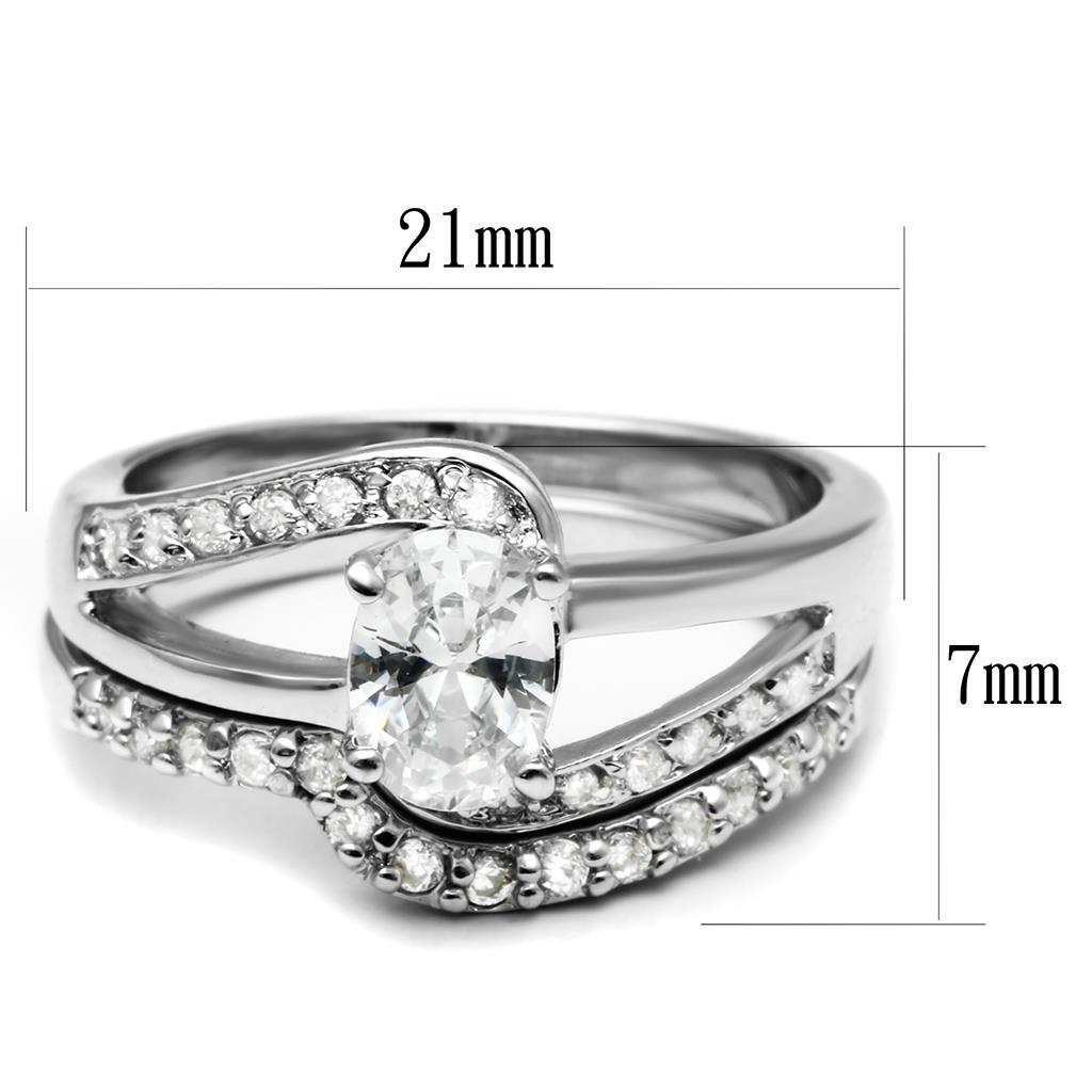 LO4712 - Rhodium Brass Ring with AAA Grade CZ  in Clear LuxuryLifeWay Online Store