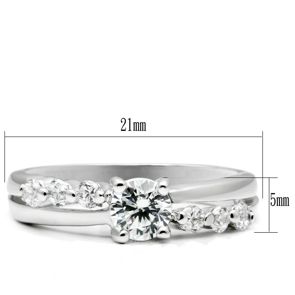 LO4713 - Rhodium Brass Ring with AAA Grade CZ  in Clear LuxuryLifeWay Online Store