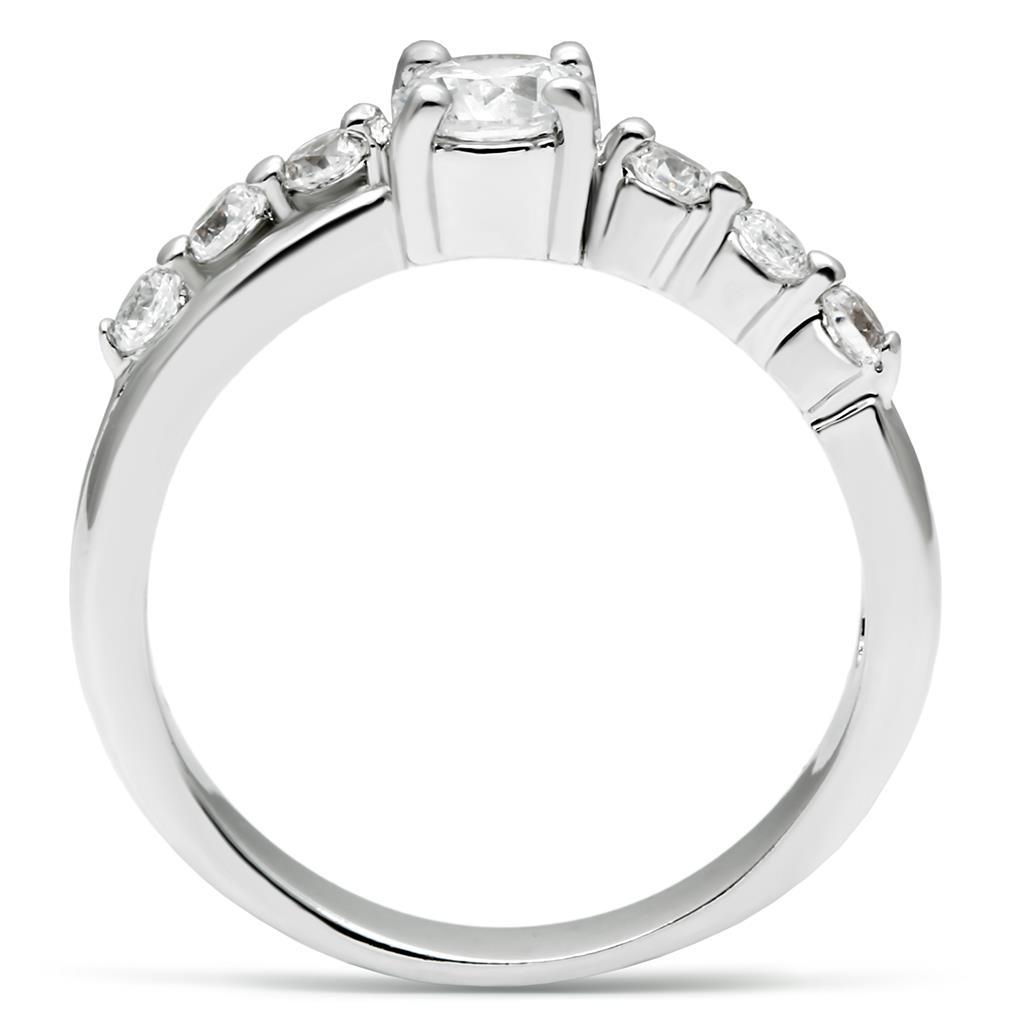 LO4713 - Rhodium Brass Ring with AAA Grade CZ  in Clear LuxuryLifeWay Online Store