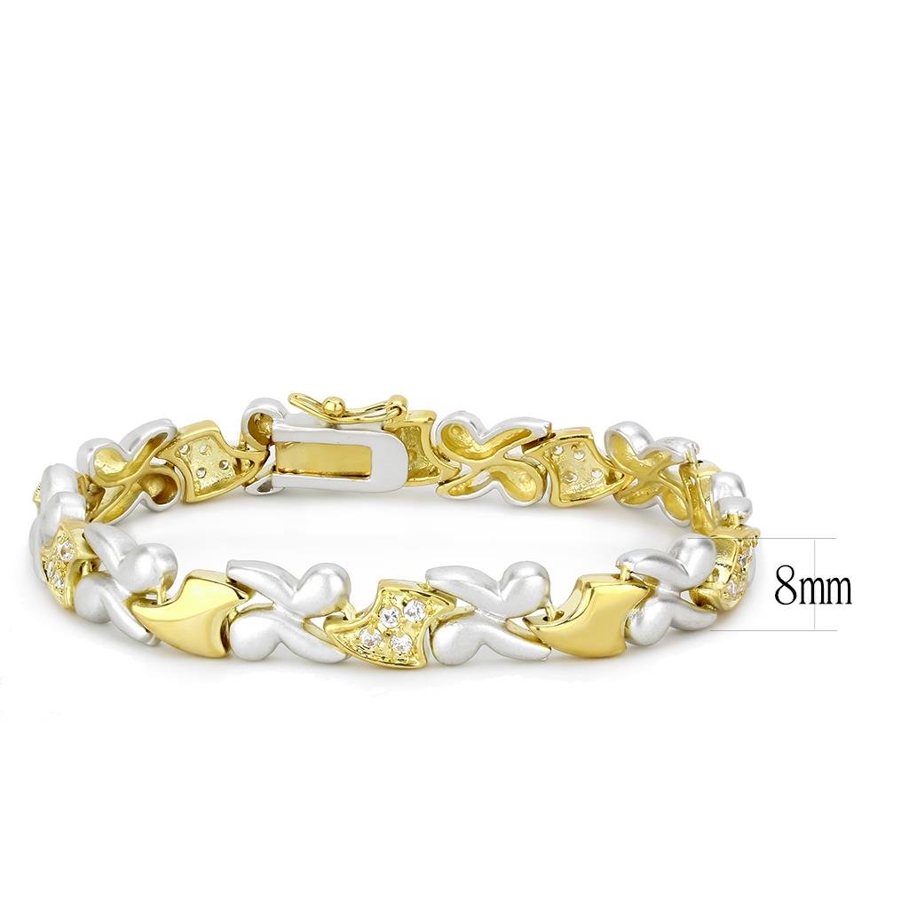 LO4736 - Gold+Rhodium Brass Bracelet with AAA Grade CZ  in Clear LuxuryLifeWay Online Store