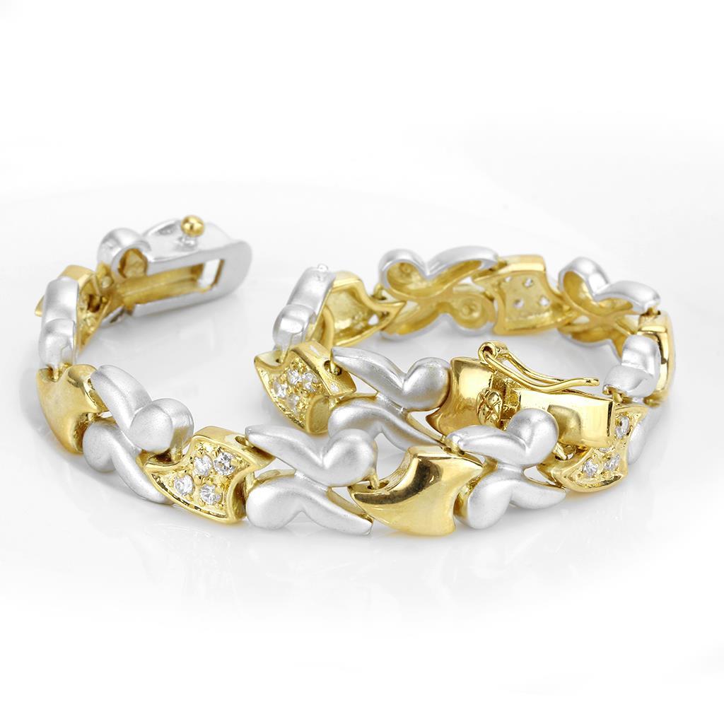 LO4736 - Gold+Rhodium Brass Bracelet with AAA Grade CZ  in Clear LuxuryLifeWay Online Store