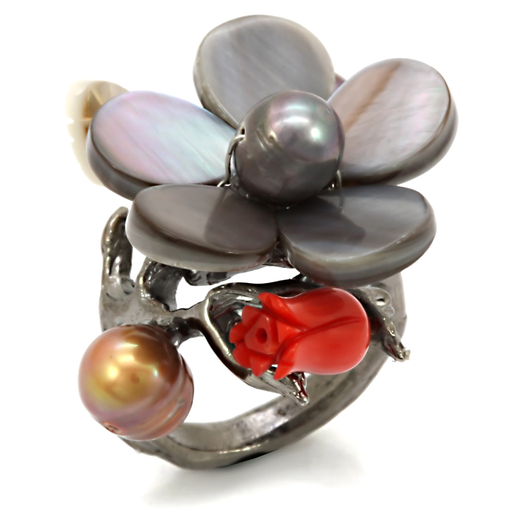 LO4744 - Antique Tone Brass Ring with Assorted in MultiColor LuxuryLifeWay Online Store