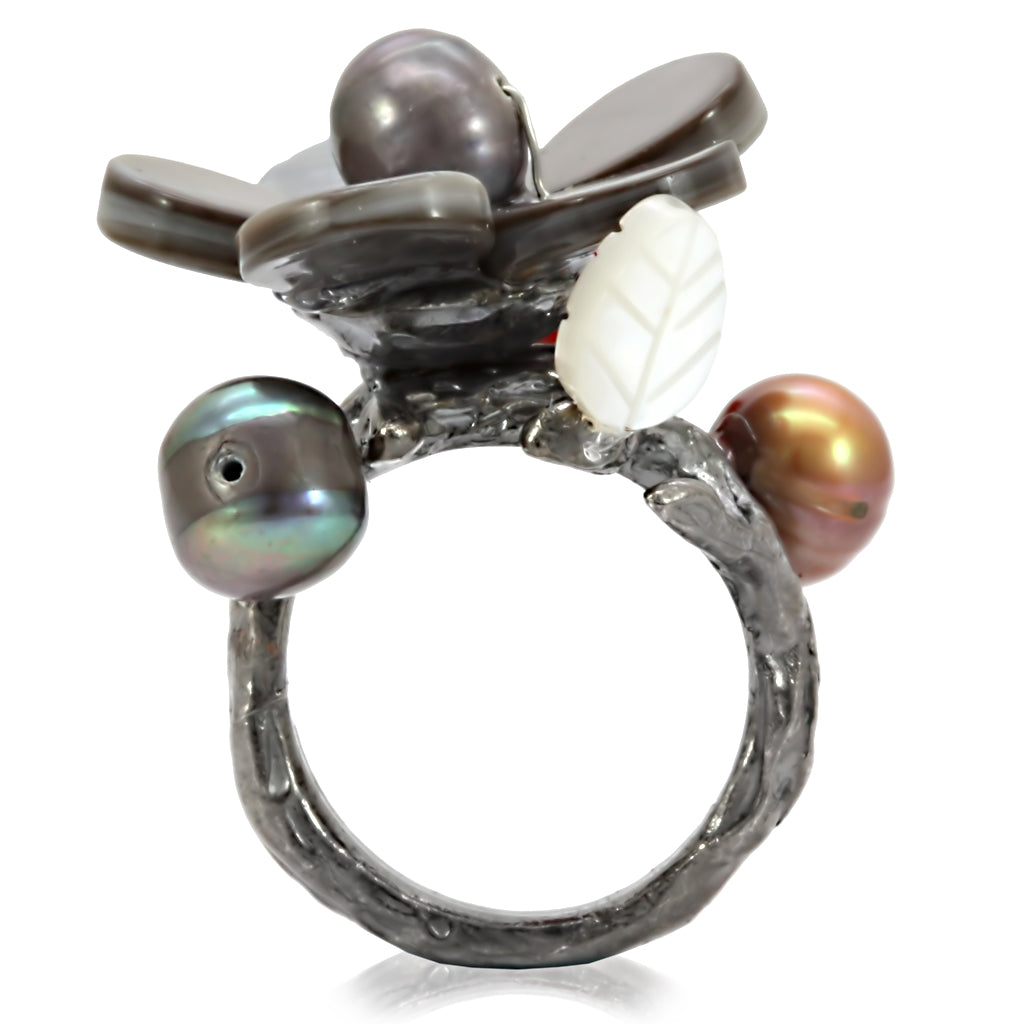 LO4744 - Antique Tone Brass Ring with Assorted in MultiColor LuxuryLifeWay Online Store