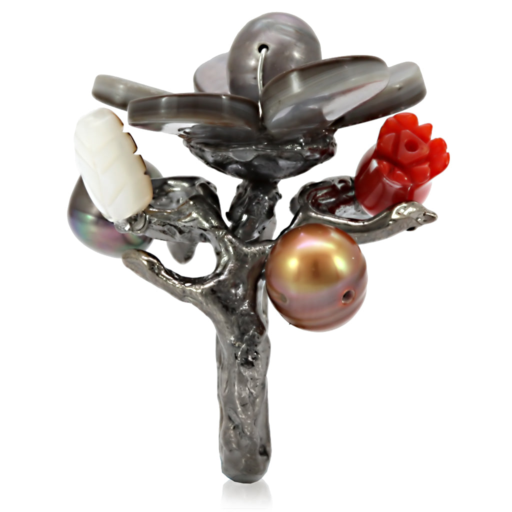 LO4744 - Antique Tone Brass Ring with Assorted in MultiColor LuxuryLifeWay Online Store