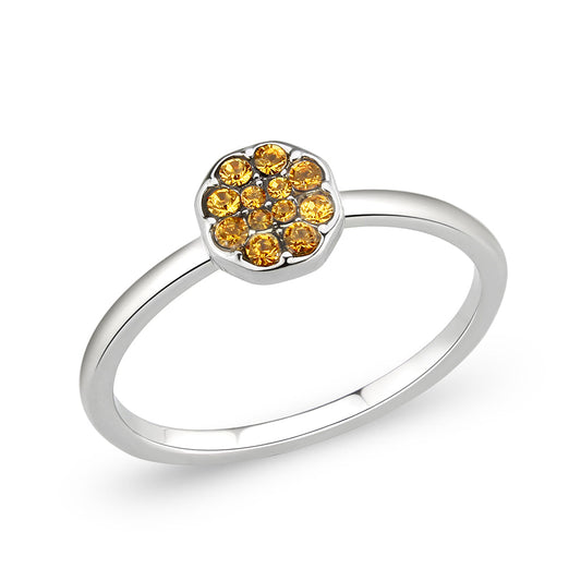 LO4770 - Rhodium Brass Ring with Top Grade Crystal in Topaz LuxuryLifeWay Online Store