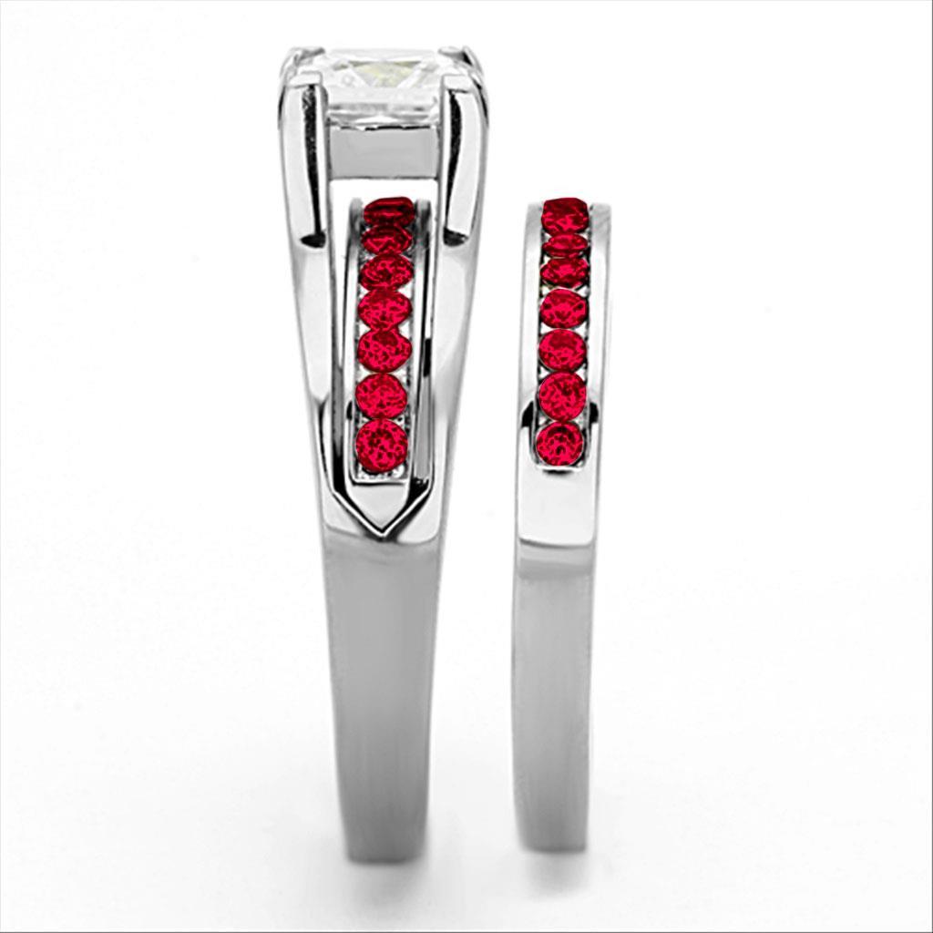 LOA1362 - High polished (no plating) Stainless Steel Ring with AAA Grade CZ  in Multi Color LuxuryLifeWay Online Store