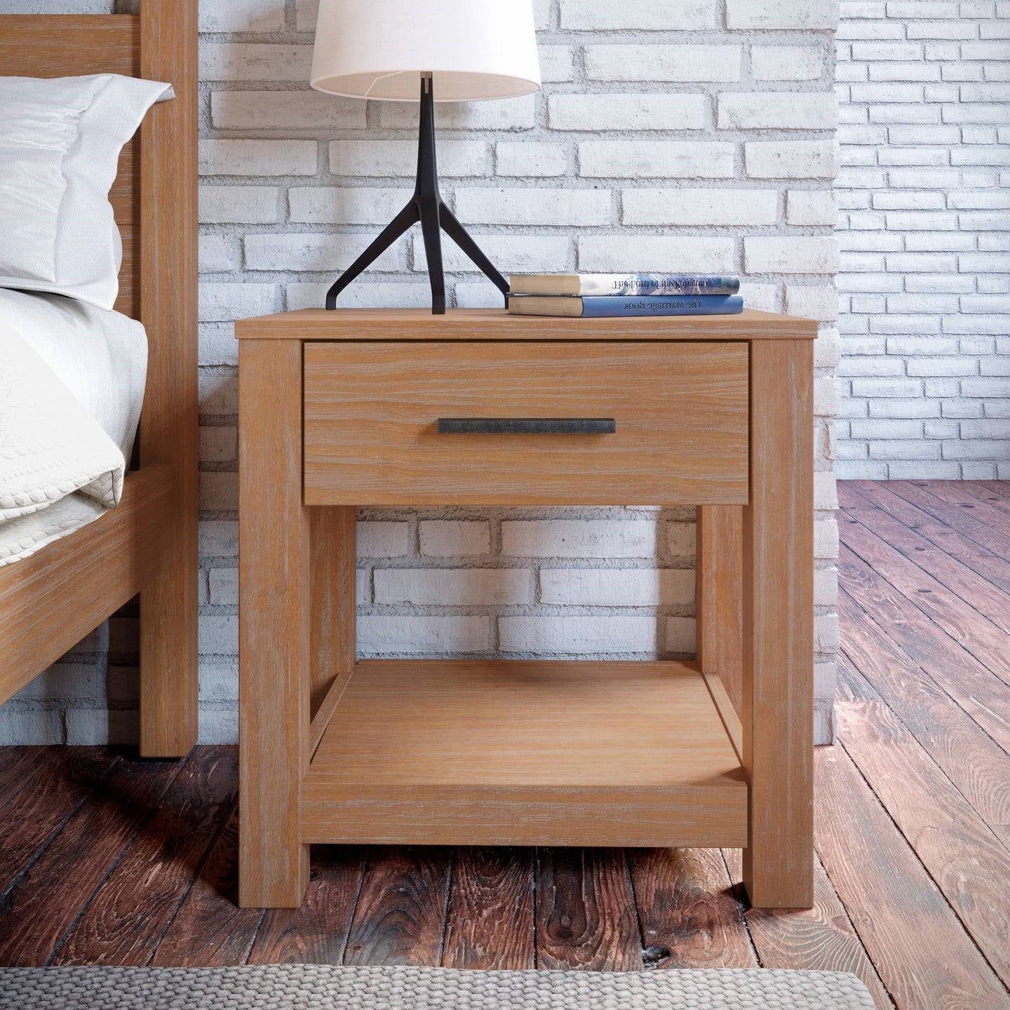Farmhouse Traditional Rustic Pine Wood 1-Drawer Nightstand Bedside Table LuxuryLifeWay Online Store