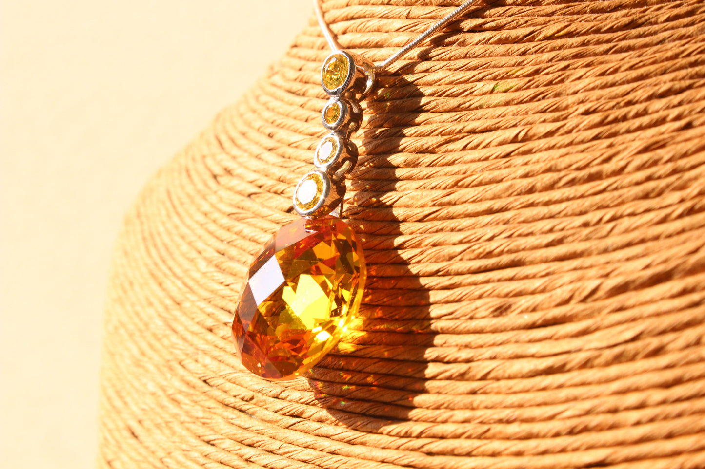 LOAS1388 - 14 K Gold tone 925 Sterling Silver Chain Pendant with AAA Grade CZ  in Yellow LuxuryLifeWay Online Store