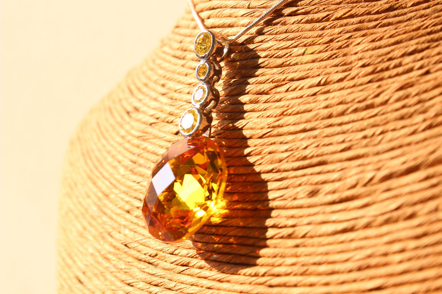 LOAS1388 - 14 K Gold tone 925 Sterling Silver Chain Pendant with AAA Grade CZ  in Yellow LuxuryLifeWay Online Store
