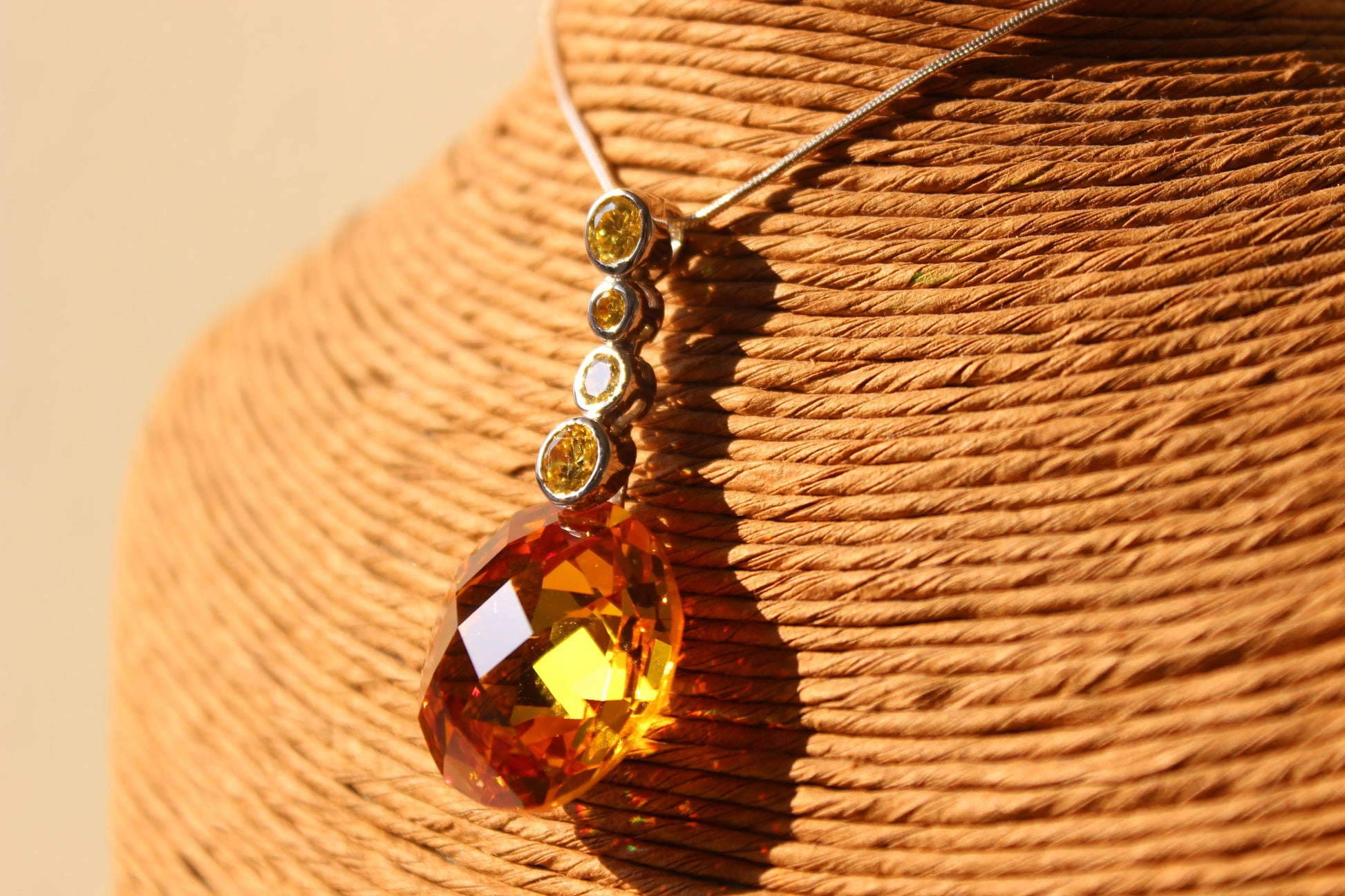 LOAS1388 - 14 K Gold tone 925 Sterling Silver Chain Pendant with AAA Grade CZ  in Yellow LuxuryLifeWay Online Store