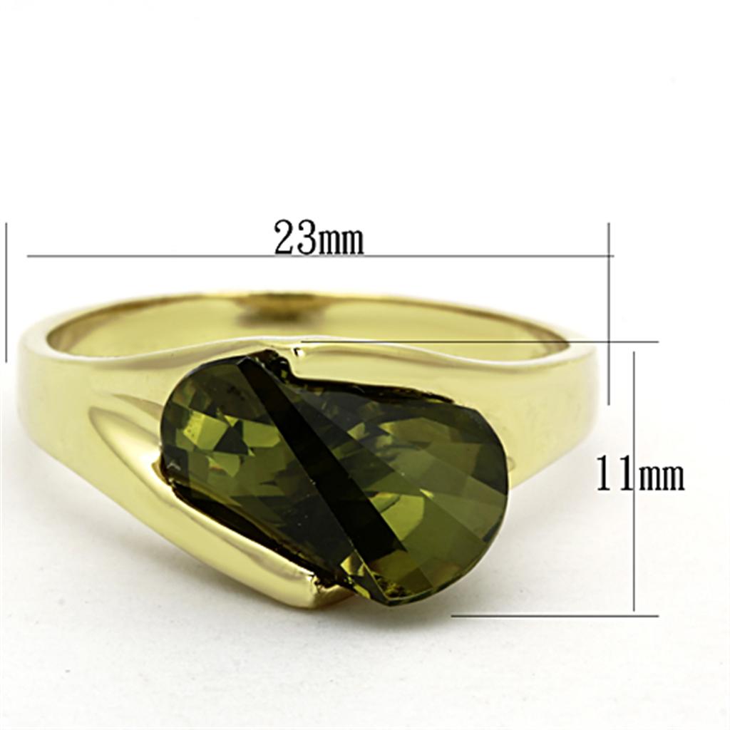 LOS655 - Gold 925 Sterling Silver Ring with AAA Grade CZ  in Olivine color LuxuryLifeWay Online Store