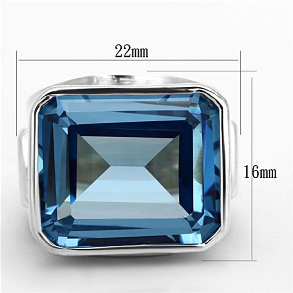 LOS669 - Silver 925 Sterling Silver Ring with Synthetic Spinel in Sea Blue LuxuryLifeWay Online Store