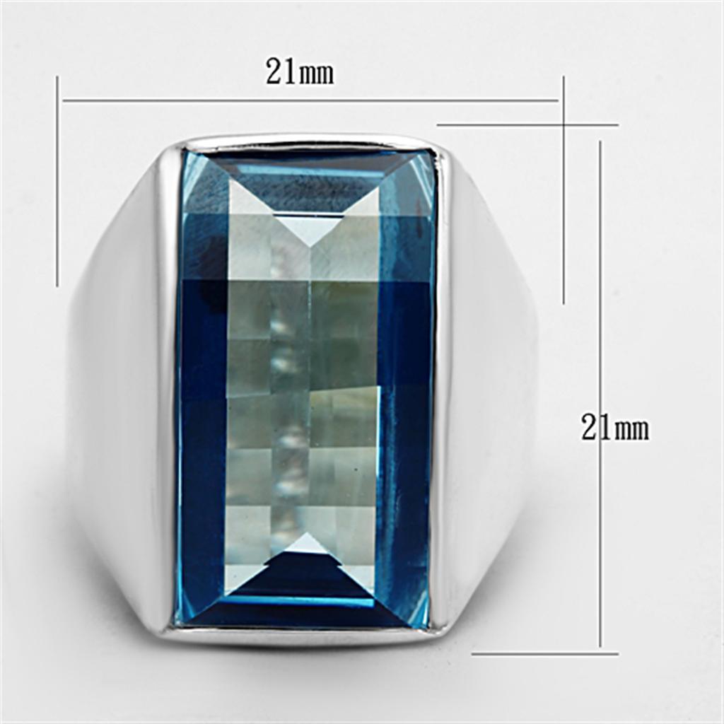 LOS691 - Silver 925 Sterling Silver Ring with Synthetic Spinel in Sea Blue LuxuryLifeWay Online Store