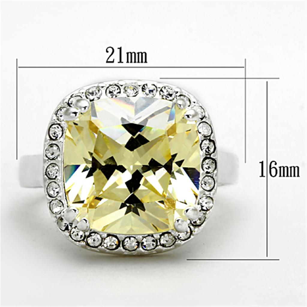 LOS718 - Silver 925 Sterling Silver Ring with AAA Grade CZ  in Citrine Yellow LuxuryLifeWay Online Store