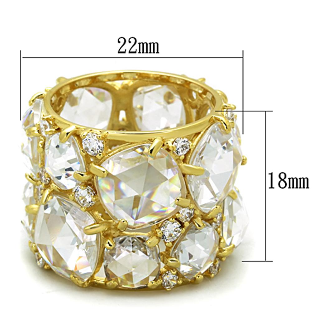 LOS765 - Gold 925 Sterling Silver Ring with AAA Grade CZ  in Clear LuxuryLifeWay Online Store