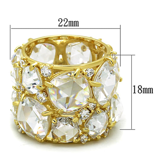 LOS765 - Gold 925 Sterling Silver Ring with AAA Grade CZ  in Clear LuxuryLifeWay Online Store