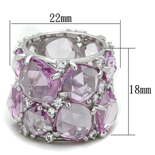 LOS768 - Rhodium 925 Sterling Silver Ring with Synthetic Corundum in Light Rose LuxuryLifeWay Online Store