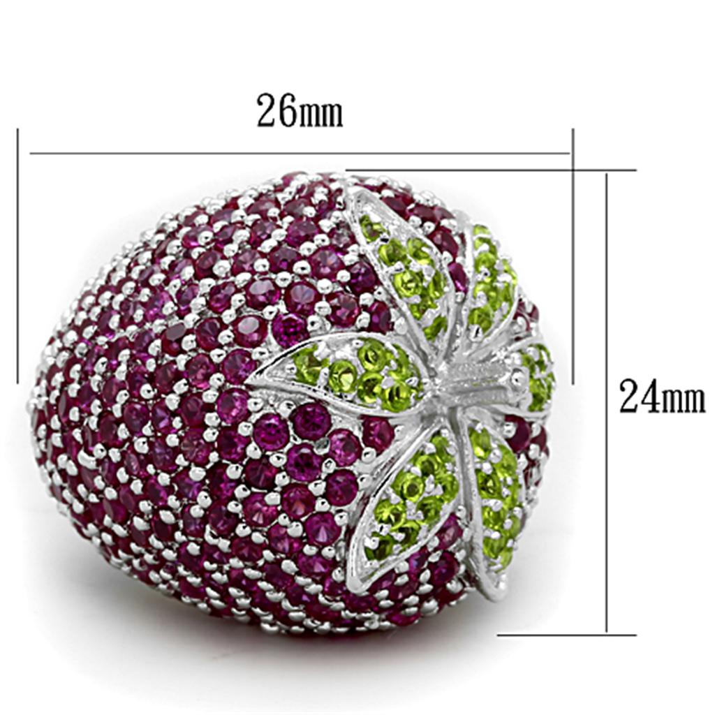 LOS774 - Rhodium 925 Sterling Silver Ring with AAA Grade CZ  in Multi Color LuxuryLifeWay Online Store
