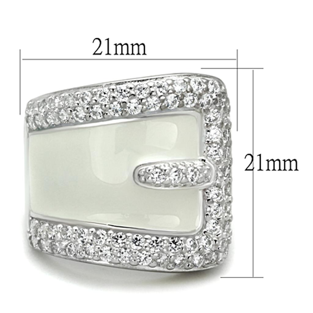 LOS804 - Rhodium 925 Sterling Silver Ring with AAA Grade CZ  in Clear LuxuryLifeWay Online Store