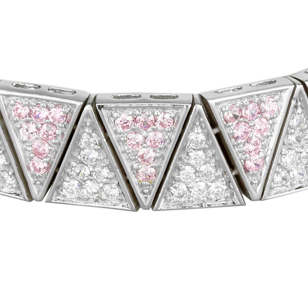 LOS845 - Rhodium 925 Sterling Silver Bracelet with AAA Grade CZ  in Rose LuxuryLifeWay Online Store